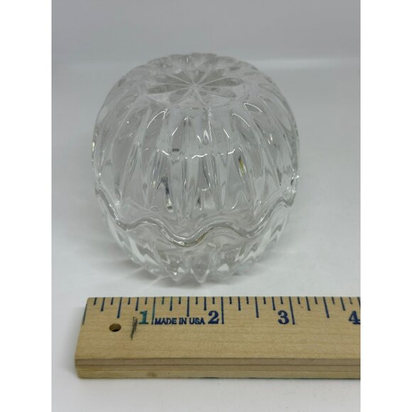 VTG Clear Cut Glass Covered Candy Dish Bowl | Round Crystal Trinket Box with Lid - Picture 5 of 7